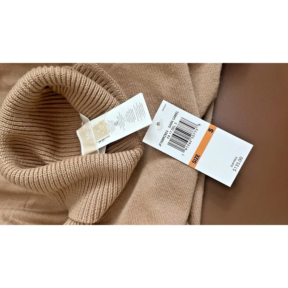 Michael Kors NWT Camel Turtleneck Poncho Sweater Cape Oversized Knit Women S